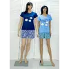 Трикотажная пижама женская футболка и шорты