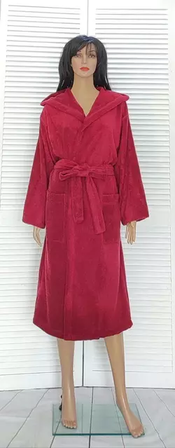 Бордовый халат хлопковый махровый женский